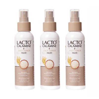 Lacto Calamine Rice Toner | 120ml - Pack of 3 | Rice Water Toner Korean Skincare for Glass Skin with Vitamin C, Glycolic Acid, Niacinamide | Face Toner for All Skin Types | Dermatologically Tested | Alcohol free