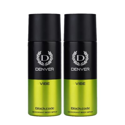 Denver Black.Code Vibe Deo Body Spray 150 ml Each (Pack of 2)