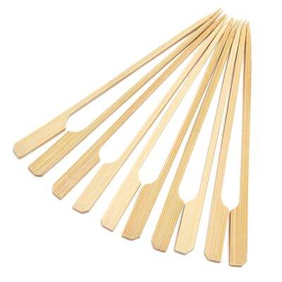 DEERA 4 Inch Wooden Gun Stick Skewers – Paddle Skewers for Appetizers, Snacks & Barbecue – Pack of 100