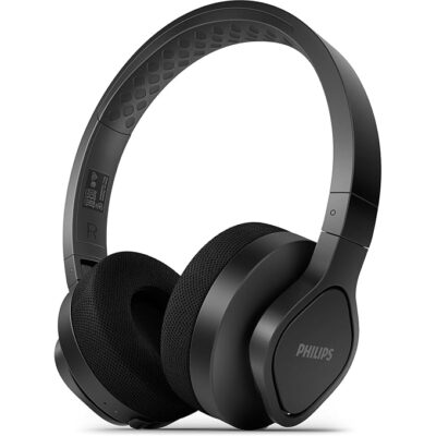 Philips Audio TAA4216 On-Ear Sports Bluetooth Headphones with IP55 Dust/Water Protection, 35 Hours Play Time, Cooling & Washable Ear Cups, Quick Charge, 40 mm Drivers and Built-in Mic (Black)