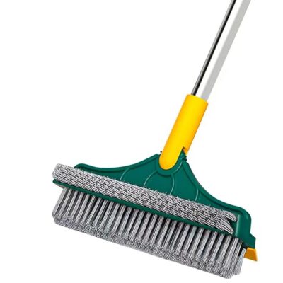 UCRAVO Floor Scrub Brush 3 in 1 Multifunctional Scrape Brush with Squeegee Long Handle Scrub Brush with V-Shaped Bristles Flexible Cleaning Magic Broom Brush for Floor Bathroom Kitchen Wall Deck Tile