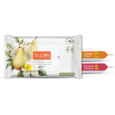Tulips Refreshing Wet Wipes with 3 different fragrances, (3 Pack) Daily face cleansing wet wipes I Wet Tissue for face I Alcohol and Paraben free I For All skin type