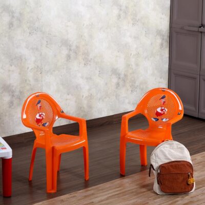 Cello New Tulip Comfortable Kids Chair with Backrest for Study Chair|Play|Dining Room|Bedroom|Kids Room|Living Room|Indoor-Outdoor|Dust Free|100% Polypropylene Stackable Chairs, Orange