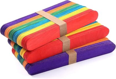 Self-Lub Wooden Sticks – Multipurpose Ice Cream Sticks for DIY Crafts, Popsicles, Waxing, Lollipop Making, and School Projects (Multicolor 50pcs)