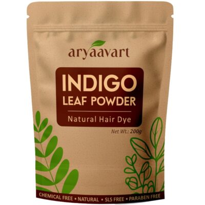 Aryaavart Herbal Indigo Powder for Natural Hair Color Organic & Chemical-Free | Helps Protect Hair from Damage | Hair Dye for Deep Black & Brown Shades | Cruelty-free & Vegan for Natural Hair Coloring | 200g