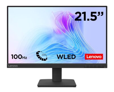 Lenovo L22-4e | 21.5" (55.88cm) FHD IPS 100Hz Ultraslim Monitor | 4ms, 99% sRGB, 16.7Mn Colors, 1x HDMI 1.4, 1x VGA,TUV Eye Comfort, Low Blue Light| Tilt | Black | 67D5KAC6IN
