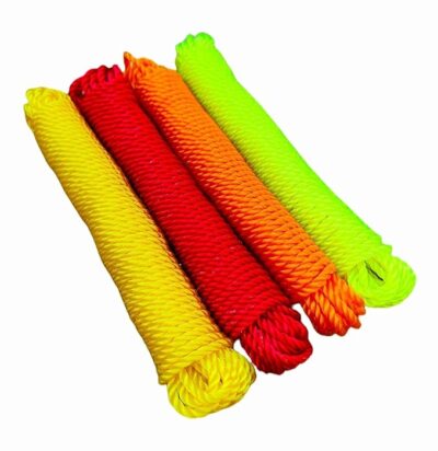 SSKR 10 Meter Long 02 Piece Nylon Rope or Multicolor Cloth Hanging Rope for Both Indoor and Outdoor Purpose - 4mm Thickness