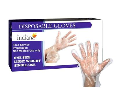 Indiana Disposable Hand Gloves | Pack of 200 | Transparent & Disposable Gloves | Universal Size Gloves | For Gardening, Cleaning and Public Areas (Pack of 200)