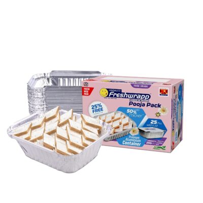 Freshwrapp Aluminium Containers - 250 ML - 25 Pieces - Pack of 1