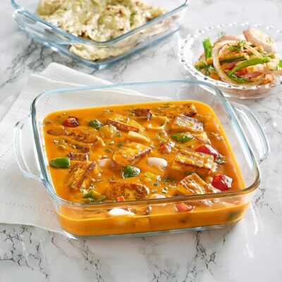 Borosil 1.6 L Baking & Serving Dish with Handle | Square Shape Bowl Container | Borosilicate Glass Bakeware and Serveware Casserole Dish Tray | Microwave, Oven & Dishwasher Safe | TransparentBorosil 1.6 L Baking & Serving Dish with Handle | Square Shape Bowl Container | Borosilicate Glass Bakeware and Serveware Casserole Dish Tray | Microwave, Oven & Dishwasher Safe | Transparent