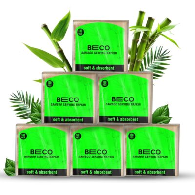 Beco Bamboo Serving Napkins, 600 Pulls, 1 Ply, Ecofriendly Tissue Papers, 100 Pulls Each (pack of 6), Biodegradable Serving Napkins