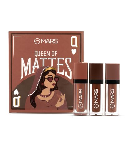 MARS Queen of Mattes Lipstick Valentine Gift Items Box Set (3 x 4.5 ml) (BROWNS) | Smudgeproof & Transferproof | Intense Swipe Pigmentation | Long-Lasting Wear
