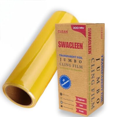 Big Multipurpose Wrapping Cling Film Roll | Bio-Degradable Transparent Foil Wrap for Food Vegetables & Fruits | Shrink Wrap for Hotel & Restaurant (300 Mtr)