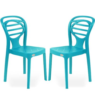 Supreme chairs Oak Armless Plastic Chair for Cafeteria, restaurent and Dining Rooms, Weight Bearing Capacity- 120 kg (Color- Aqua Blue, Count -2 Piece)