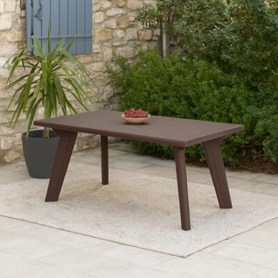 Oaknest Supreme Bison 6-Seater Dining Table in Globus Brown – Robust & Weather-Resistant Plastic Dining Table, Ideal for Indoor & Outdoor Family Meals