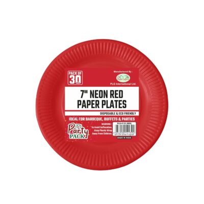 PLG EXPORTS Pack of 30 – Round Paper Plates | 7 Inch Disposable Paper Plates | Red Paper Plate Eco-Friendly Plates for Birthday Parties, Picnics, BBQs & Events, Wedding, Cakes, Dessert, Snack, Fruits