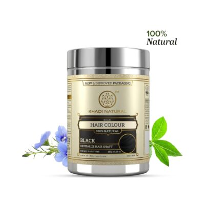 Khadi Natural Ayurvedic Black Henna Powder | Herbal Hair Color for Natural Looking Black Hair | Conditions, Strengthens Hair | Chemical Free Formula | Suitable for All Hair Types | 150g