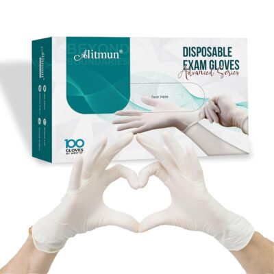 Advanced Series Powder Free Latex Examination Gloves, Disposable Surgical Hand Gloves with Exceptional Grip and Durability, Medical usage & Multipurpose Gloves (Medium, Pack of 100)