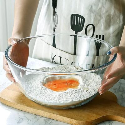 Femora Borosilicate Glass Mixing Bowl, Microwave Safe Bowl, Oven Safe, 3600 ML, Pack of 1