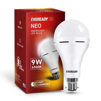 Eveready 9W Emergency Inverter LED Bulb, Cool Day Light (6500K), Rechargeable Bulb with 3 Hours Backup, Ideal for Powercuts, Energy Efficient, B22 Base, Pack of 1