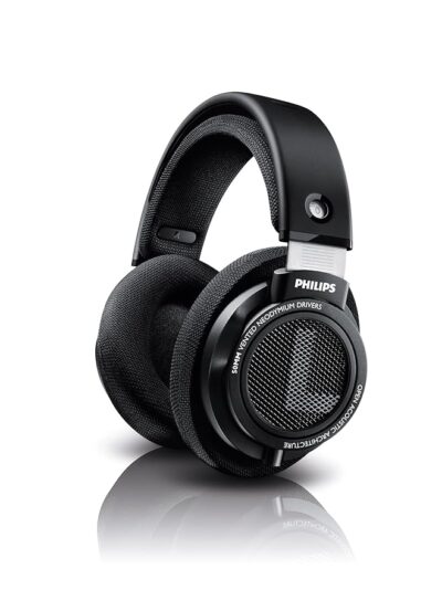 PHILIPS SHP9500 Over-Ear Headphones, HiFi Stereo, 50mm Neodymium Drivers, 101 dB, Breathable Ear Cushion, Steel Headband, Detachable 1.5m Cable, Gold-Plated 3.5mm Jack, Double Layered Cushion (Black)