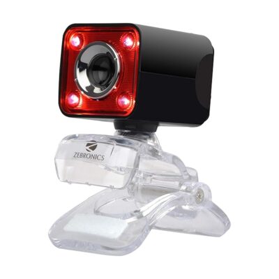 Zebronics Zeb-Crystal Pro Web Camera with USB Powered,3P Lens,Night Vision and Built-in Mic (RED)