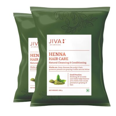 Jiva Henna Hair Care Powder 200 gm - Pack of 2 (400gm) | 100% Pure & Natural | Cleans & Nourishes Hair & Roots And Provides Natural Color & Shine | Helps With Dandruff, Itchy Scalp, & Frizzy Hair