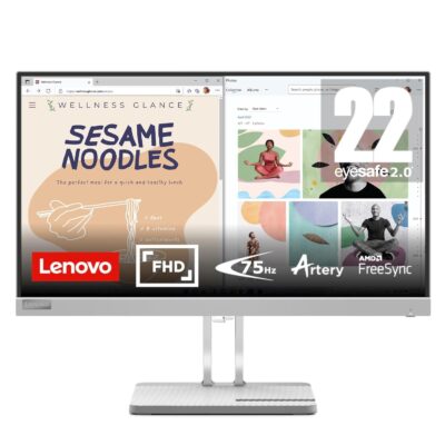 Lenovo L22e-40, 21.4 Inch (54.48 cm), FHD 1920x1080, 75Hz, Grey, 4ms, 16.7Mn Colors, AMD FreeSync, TUV Eye Comfort, Low Blue Light, Smart Display Customization Artery, HDMI Monitor
