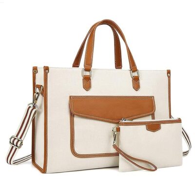 Womanix Laptop Tote Bag, Canvas 14-inch Laptop Bag, Shoulder Handbags, Casual Briefcase, Handbag for Travel, Office, College