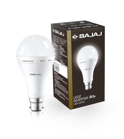 Bajaj LEDZ 12W Rechargeable Emergency Inverter LED Bulb | Cool Day Light | Upto 4 Hours Battery | B22D | 1 Year - Warranty (Pack of 1, White)