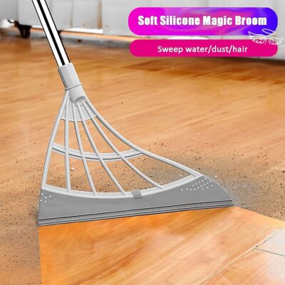 Magic Broom Wipe Squeeze Silicone Mop, Microfiber Sweeper Dusting Brush, Multi-Purpose Cleaner for Carpet and Hardwood Floors