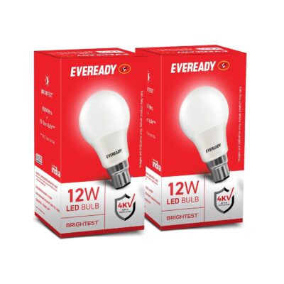 Eveready 12W LED Bulb, Cool White Day Light (6500K), B22 Base, Energy-Efficient, 4kV Surge Protection, Long-Lasting Durability, Pack of 2