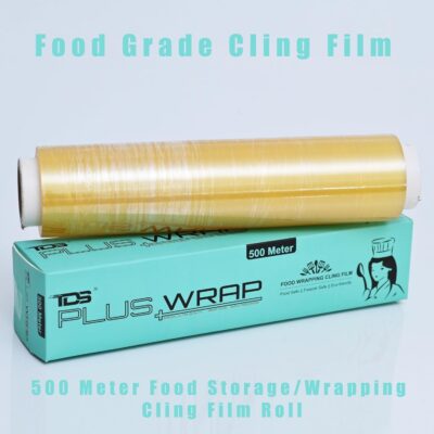 TDS PLUS WRAP Cling Film Wrap Food Biodegradable BPA Free Multipurpose Food Wrapping Paper Non-Stick 500 Meters Pack of (500M, 1)
