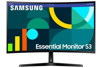 Samsung 27" (68.5cm) 100Hz Curved Monitor|1800R Curved Screen|100Hz|4ms|SRGB 95%|Ports-HDMI,D-Sub,Headphone|Game Mode|EyeSaver Mode|16.7M Color Support|Flicker Free|Off Timer Plus|LS27D368GAWXXL|Black