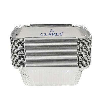 Claret Aluminum Foil Container 450 ML | Food Grade & Leak-Proof | Oven & Freezer Safe | Disposable Tray For Packing, Baking & Storage (Pack of 25)