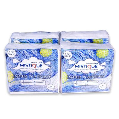MISTIQUE 2 Ply 50 Pulls Tissue Paper Napkin (Pack of 4) | Soft and Highly Absorbent | Sheet Size (30 * 30 cm)