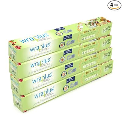Wraplus Multipurpose Food Wrapping Paper Roll | Perfect for Packing and Serving | Oilproof, Reusable Wrap (10M-Pack of 4)