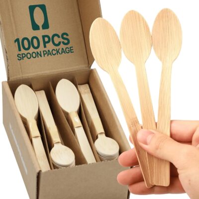 Bamboware - Bamboo Cutlery Spoon Bulk Package 100 Pieces