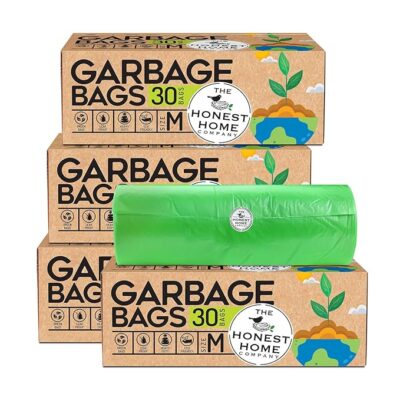 Honest Home Garbage Bags Medium - Green | 120 Bags | 30 Bags x 4 boxes | Leak-Proof & Tear-Resistant | 19 x 21 Inches Drawstring Dustbin Bags