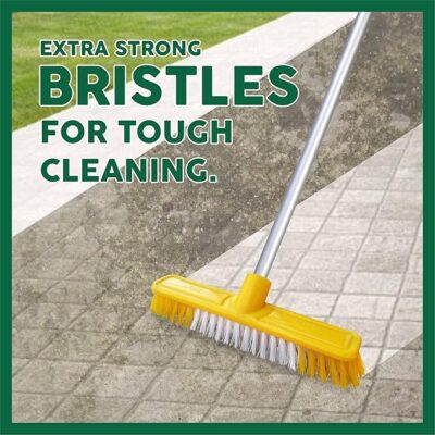 HIC Floor Cleaning Brush Tuffy Brush with Tough bristels with Plastic Coated Long Sturdy Rust Proof Rod for All Kind of Floors (Standard Size Multicolored) Pack of 1