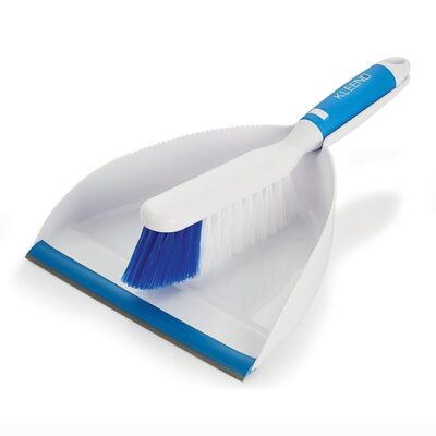 Kleeno by Cello Dustpan with Brush 2pcs Set, Blue and White | Multipurpose Dusting Cleaning Set | Portable & Easy to Store | for Home, Kitchen & Office