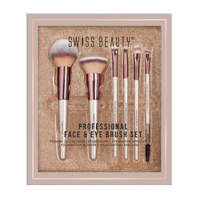 Swiss Beauty Premium Synthetic Bristle Professional Face & Eye Makeup Brushes Set With 6 Makeup Brushes For Cream, Liquid & Powder Formulation