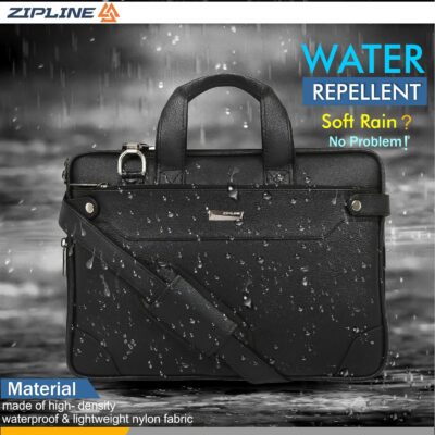 Zipline Laptop bags for men office use | Faux Leather Laptop Bag for Man - Fits 14/15.6/16 inch Laptop, Macbook, Macbook Pro Messenger Bags for Mens (1-Black Bag)