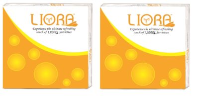 Liora 2 Ply Plain White Tissue Paper Napkins - 40 x 40 cm | Pack of 2 (50 Pulls Each, Total 100 Sheets) | Soft, Skin-Friendly, High Absorbency Napkins for Dining Table, Kitchen, Office & Cafe