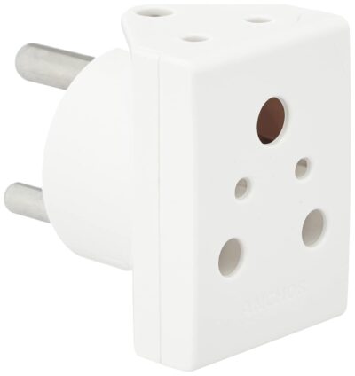 Anchor by Panasonic Pilot 16A 3 Pin Multiplug Adapter with Universal Socket | 3 Pin Multi Plug Socket (White, 3166-Pk2)