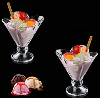 Kosh Crystal Clear Flower Shape Style Dessert Bowl, Ice Cream Bowl Set, Pudding Set, Mock Tails, Cocktails & Fruit Salad Glass Bowl (Set Of 6) - 120 Ml