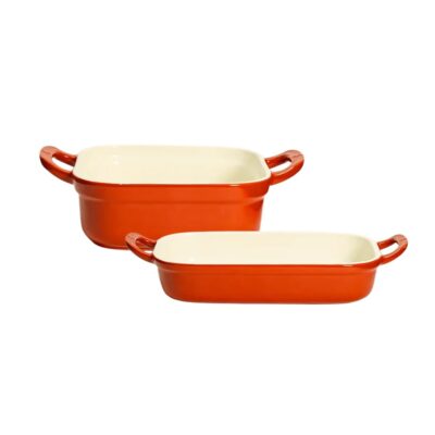 CUMIN CO. Ceramic Baking Trays | Set of 2, 8"x8" & 9"x13" | Free Heat Insluated Holders | Enamel Coated, FDA Compliant | 100% Toxin-Free Bakeware | Induction, Micro & Oven Safe | Rust