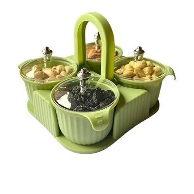 Multipurpose Dry Fruit Box 4 pc Jar Set Aachar Pickle Container Mukhwas Tray Dining Spice Stand Plastic Chocolate Mouth Freshener Sweets Masala Storage (Multi-Color)