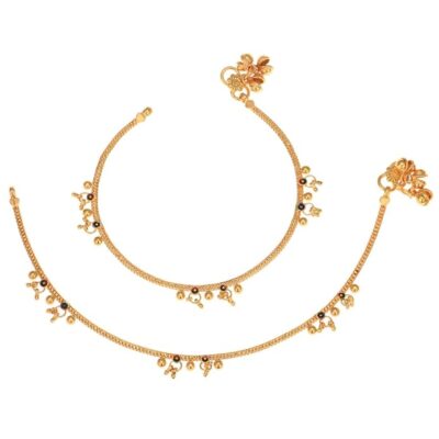 AanyaCentric 1 Pair Gold Plated Anklet Accessories for Women Girls