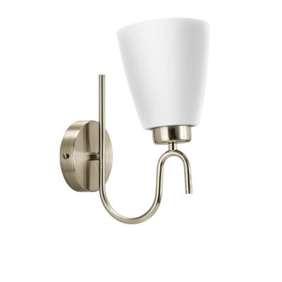 Wipro BeuHome Single Wall Light BW01 | Premium Indoor Decorative Light with Contemporary Sleek Design | Antique Surface Mounted Classic Wall Light for Bedroom, Living Room | B22 (1H, Matte Nickel)